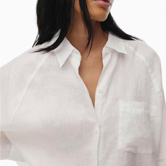 BNWT Aritzia Wilfred Free White Boyfriend Linen Shirt Size XS - Picture 5 of 9